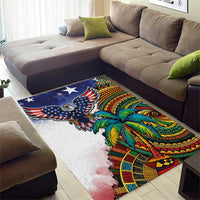 Caribbean American Together Area Rug USA Flag Eagle and Coloful Palm Tree - Wonder Print Shop