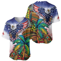 Caribbean American Together Baseball Jersey USA Flag Eagle and Coloful Palm Tree - Wonder Print Shop