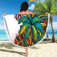Caribbean American Together Beach Blanket USA Flag Eagle and Coloful Palm Tree - Wonder Print Shop