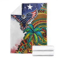 Caribbean American Together Blanket USA Flag Eagle and Coloful Palm Tree - Wonder Print Shop