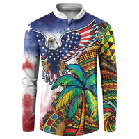 Caribbean American Together Button Sweatshirt USA Flag Eagle and Coloful Palm Tree - Wonder Print Shop
