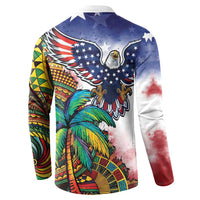 Caribbean American Together Button Sweatshirt USA Flag Eagle and Coloful Palm Tree - Wonder Print Shop