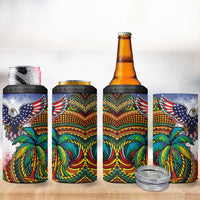 Caribbean American Together 4 in 1 Can Cooler Tumbler USA Flag Eagle and Coloful Palm Tree - Wonder Print Shop