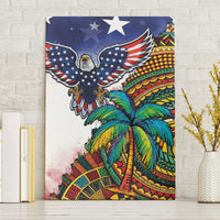 Caribbean American Together Canvas Wall Art USA Flag Eagle and Coloful Palm Tree - Wonder Print Shop