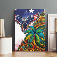 Caribbean American Together Canvas Wall Art USA Flag Eagle and Coloful Palm Tree - Wonder Print Shop
