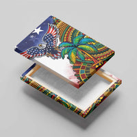 Caribbean American Together Canvas Wall Art USA Flag Eagle and Coloful Palm Tree - Wonder Print Shop