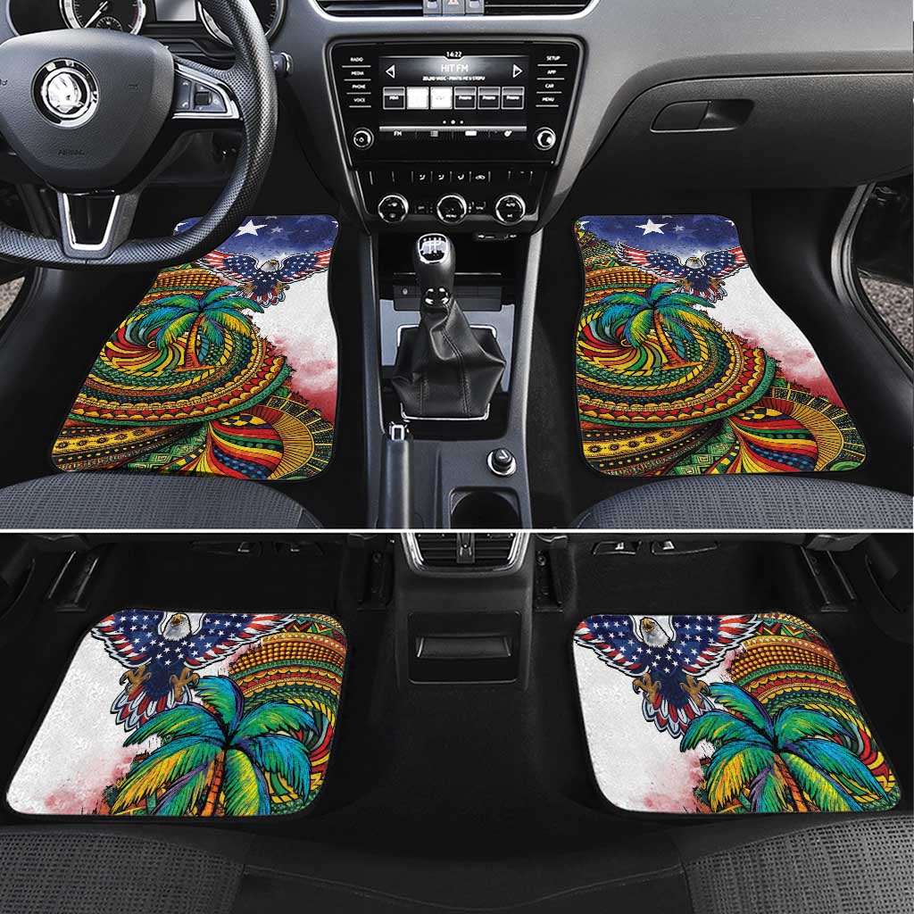 Caribbean American Together Car Mats USA Flag Eagle and Coloful Palm Tree - Wonder Print Shop