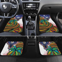 Caribbean American Together Car Mats USA Flag Eagle and Coloful Palm Tree - Wonder Print Shop