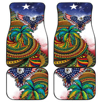Caribbean American Together Car Mats USA Flag Eagle and Coloful Palm Tree - Wonder Print Shop