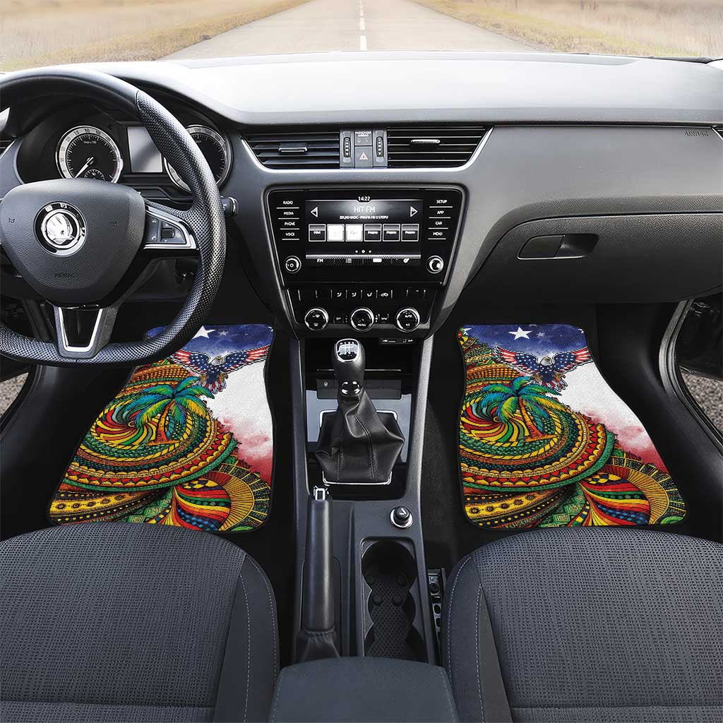 Caribbean American Together Car Mats USA Flag Eagle and Coloful Palm Tree - Wonder Print Shop