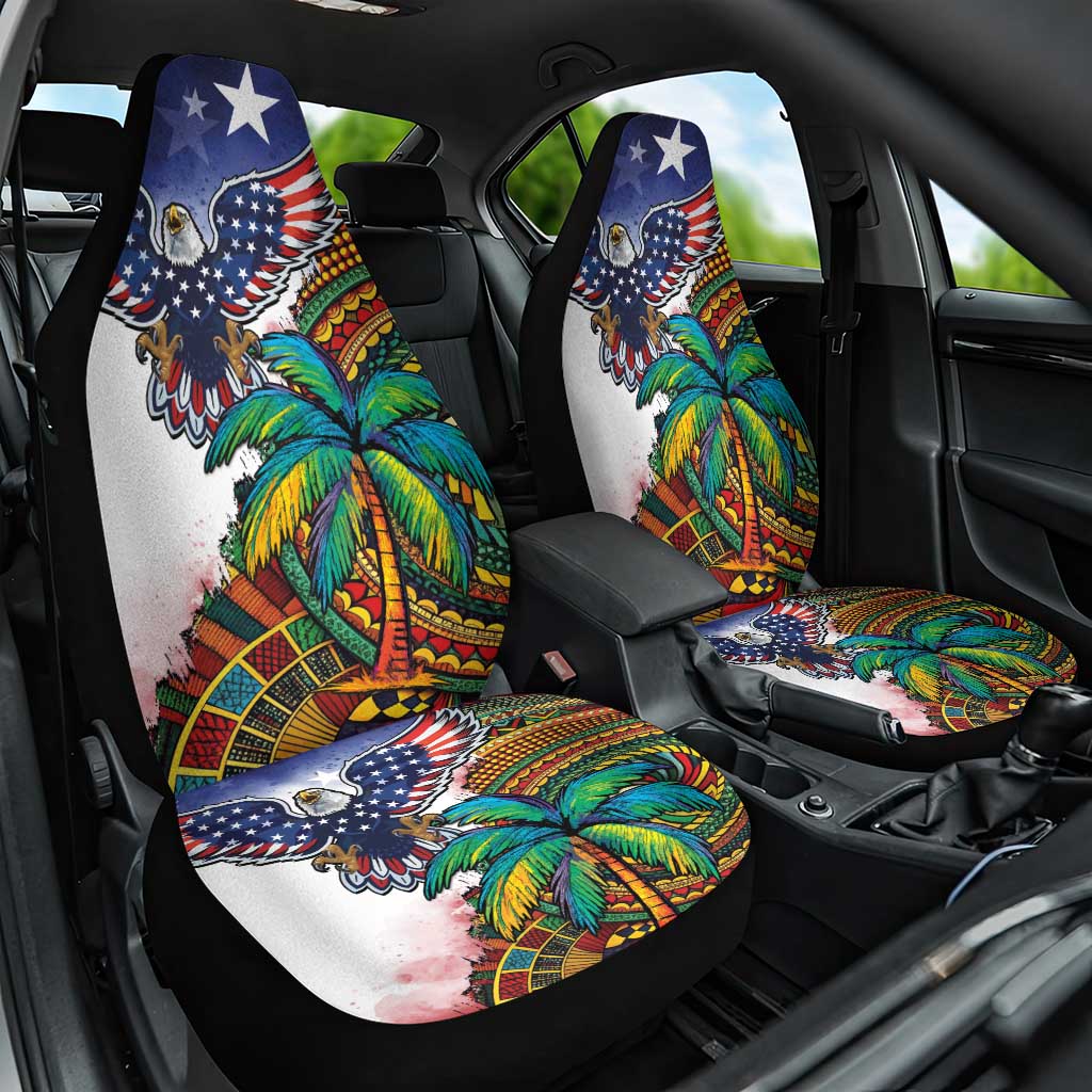 Caribbean American Together Car Seat Cover USA Flag Eagle and Coloful Palm Tree - Wonder Print Shop