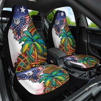 Caribbean American Together Car Seat Cover USA Flag Eagle and Coloful Palm Tree - Wonder Print Shop