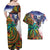 Caribbean American Together Couples Matching Off Shoulder Maxi Dress and Hawaiian Shirt USA Flag Eagle and Coloful Palm Tree - Wonder Print Shop