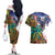 Caribbean American Together Couples Matching Off The Shoulder Long Sleeve Dress and Hawaiian Shirt USA Flag Eagle and Coloful Palm Tree - Wonder Print Shop