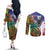 Caribbean American Together Couples Matching Off The Shoulder Long Sleeve Dress and Long Sleeve Button Shirt USA Flag Eagle and Coloful Palm Tree - Wonder Print Shop