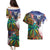 Caribbean American Together Couples Matching Puletasi and Hawaiian Shirt USA Flag Eagle and Coloful Palm Tree - Wonder Print Shop