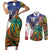 Caribbean American Together Couples Matching Short Sleeve Bodycon Dress and Long Sleeve Button Shirt USA Flag Eagle and Coloful Palm Tree - Wonder Print Shop
