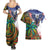 Caribbean American Together Couples Matching Summer Maxi Dress and Hawaiian Shirt USA Flag Eagle and Coloful Palm Tree - Wonder Print Shop