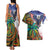 Caribbean American Together Couples Matching Tank Maxi Dress and Hawaiian Shirt USA Flag Eagle and Coloful Palm Tree - Wonder Print Shop