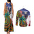 Caribbean American Together Couples Matching Tank Maxi Dress and Long Sleeve Button Shirt USA Flag Eagle and Coloful Palm Tree - Wonder Print Shop