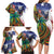 Caribbean American Together Family Matching Long Sleeve Bodycon Dress and Hawaiian Shirt USA Flag Eagle and Coloful Palm Tree - Wonder Print Shop