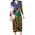 Caribbean American Together Family Matching Long Sleeve Bodycon Dress and Hawaiian Shirt USA Flag Eagle and Coloful Palm Tree - Wonder Print Shop