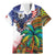 Caribbean American Together Family Matching Mermaid Dress and Hawaiian Shirt USA Flag Eagle and Coloful Palm Tree - Wonder Print Shop