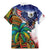 Caribbean American Together Family Matching Mermaid Dress and Hawaiian Shirt USA Flag Eagle and Coloful Palm Tree - Wonder Print Shop