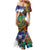 Caribbean American Together Family Matching Mermaid Dress and Hawaiian Shirt USA Flag Eagle and Coloful Palm Tree - Wonder Print Shop