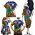 Caribbean American Together Family Matching Off The Shoulder Long Sleeve Dress and Hawaiian Shirt USA Flag Eagle and Coloful Palm Tree - Wonder Print Shop