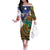 Caribbean American Together Family Matching Off The Shoulder Long Sleeve Dress and Hawaiian Shirt USA Flag Eagle and Coloful Palm Tree - Wonder Print Shop