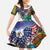 Caribbean American Together Family Matching Off Shoulder Maxi Dress and Hawaiian Shirt USA Flag Eagle and Coloful Palm Tree - Wonder Print Shop