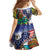 Caribbean American Together Family Matching Off Shoulder Maxi Dress and Hawaiian Shirt USA Flag Eagle and Coloful Palm Tree - Wonder Print Shop