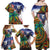 Caribbean American Together Family Matching Off Shoulder Maxi Dress and Hawaiian Shirt USA Flag Eagle and Coloful Palm Tree - Wonder Print Shop