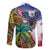 Caribbean American Together Family Matching Off Shoulder Maxi Dress and Hawaiian Shirt USA Flag Eagle and Coloful Palm Tree - Wonder Print Shop