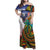 Caribbean American Together Family Matching Off Shoulder Maxi Dress and Hawaiian Shirt USA Flag Eagle and Coloful Palm Tree - Wonder Print Shop