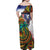 Caribbean American Together Family Matching Off Shoulder Maxi Dress and Hawaiian Shirt USA Flag Eagle and Coloful Palm Tree - Wonder Print Shop