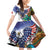 Caribbean American Together Family Matching Off Shoulder Short Dress and Hawaiian Shirt USA Flag Eagle and Coloful Palm Tree - Wonder Print Shop