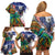 Caribbean American Together Family Matching Off Shoulder Short Dress and Hawaiian Shirt USA Flag Eagle and Coloful Palm Tree - Wonder Print Shop