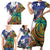 Caribbean American Together Family Matching Short Sleeve Bodycon Dress and Hawaiian Shirt USA Flag Eagle and Coloful Palm Tree - Wonder Print Shop