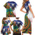Caribbean American Together Family Matching Short Sleeve Bodycon Dress and Hawaiian Shirt USA Flag Eagle and Coloful Palm Tree - Wonder Print Shop