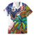 Caribbean American Together Family Matching Short Sleeve Bodycon Dress and Hawaiian Shirt USA Flag Eagle and Coloful Palm Tree - Wonder Print Shop