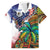 Caribbean American Together Family Matching Summer Maxi Dress and Hawaiian Shirt USA Flag Eagle and Coloful Palm Tree - Wonder Print Shop