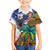 Caribbean American Together Family Matching Summer Maxi Dress and Hawaiian Shirt USA Flag Eagle and Coloful Palm Tree - Wonder Print Shop