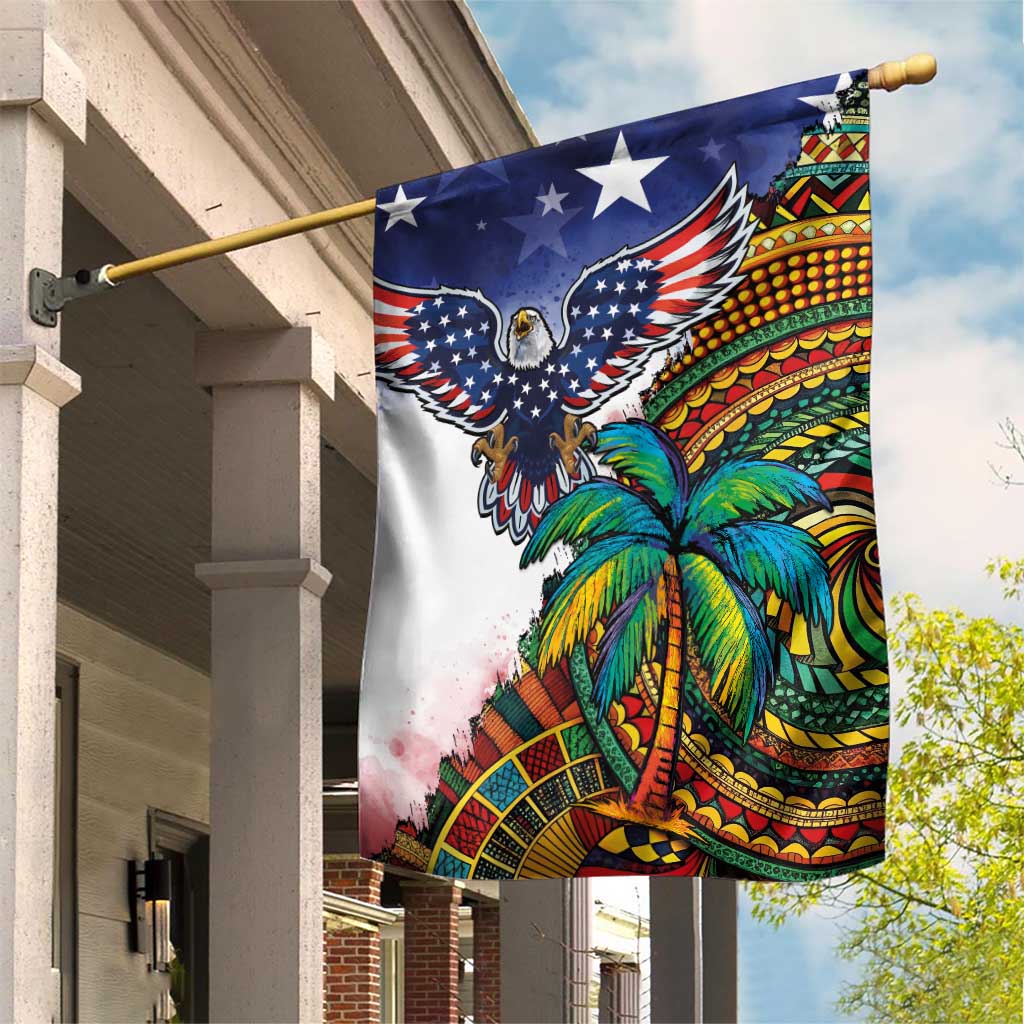 Caribbean American Together Garden Flag USA Flag Eagle and Coloful Palm Tree - Wonder Print Shop