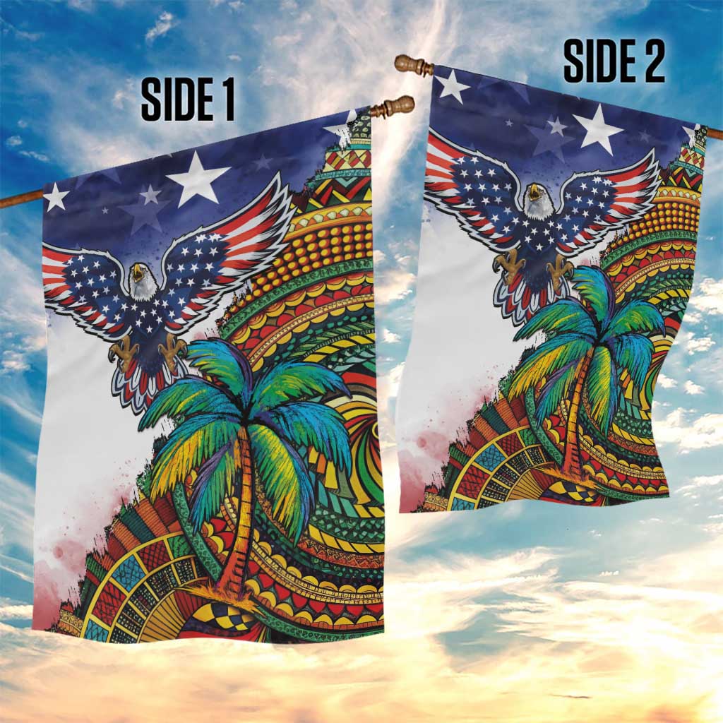 Caribbean American Together Garden Flag USA Flag Eagle and Coloful Palm Tree - Wonder Print Shop