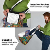 Caribbean American Together Grocery Bag USA Flag Eagle and Coloful Palm Tree - Wonder Print Shop