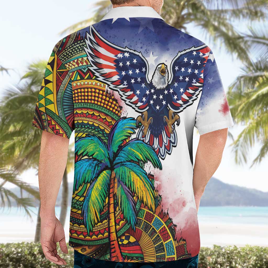 Caribbean American Together Hawaiian Shirt USA Flag Eagle and Coloful Palm Tree - Wonder Print Shop