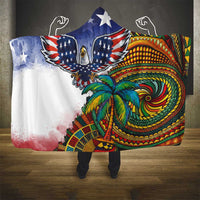 Caribbean American Together Hooded Blanket USA Flag Eagle and Coloful Palm Tree - Wonder Print Shop
