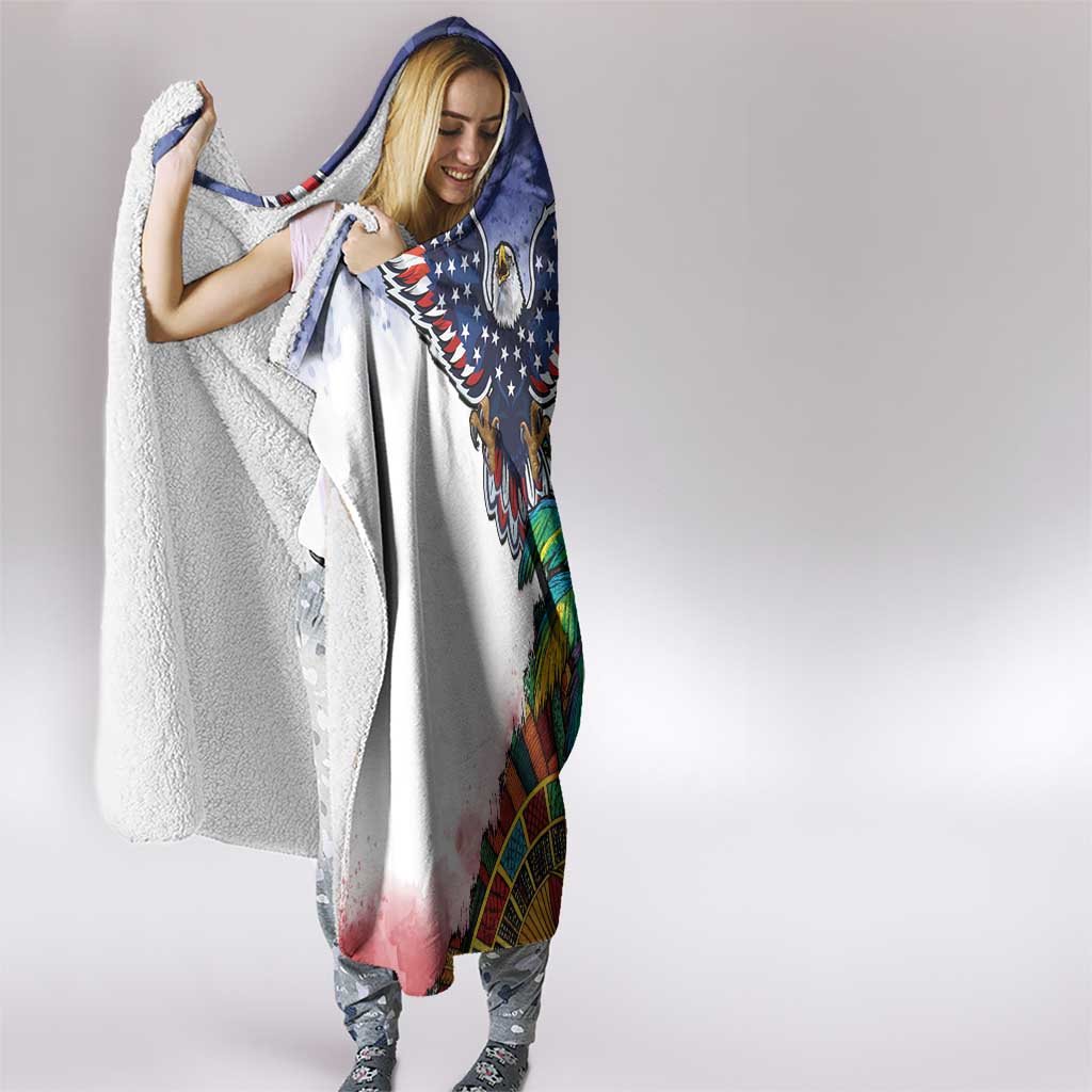 Caribbean American Together Hooded Blanket USA Flag Eagle and Coloful Palm Tree - Wonder Print Shop